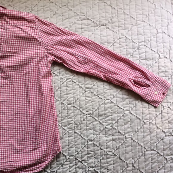 100% Cotton Gap Women's Red Checked Gingham Button-Down Shirt with Embroidery - Picture 8 of 12